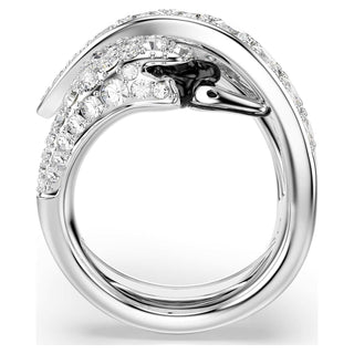 Vienna cocktail ring, Mixed cuts, Swan, White, Rhodium plated