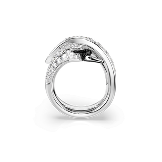 Vienna cocktail ring, Mixed cuts, Swan, White, Rhodium plated