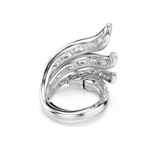 Vienna cocktail ring, Mixed cuts, Swan, White, Rhodium plated