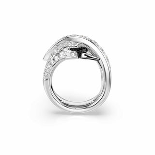 Vienna cocktail ring, Mixed cuts, Swan, White, Rhodium plated