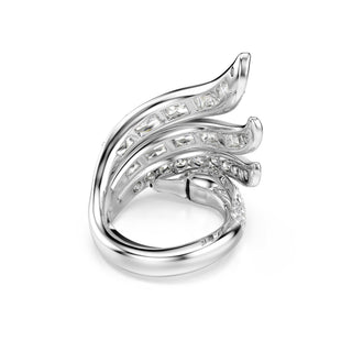 Vienna cocktail ring, Mixed cuts, Swan, White, Rhodium plated