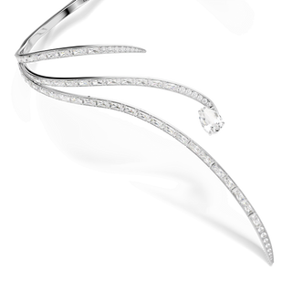 Vienna necklace, Mixed cuts, White, Rhodium plated