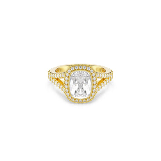 Una Angelic ring, Cushion cut, White, 18K gold finish