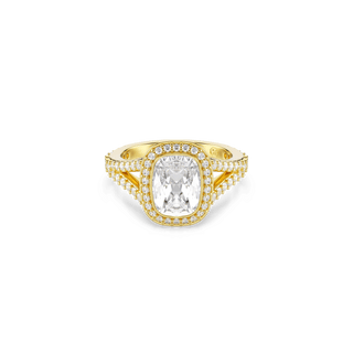 Una Angelic ring, Cushion cut, White, 18K gold finish