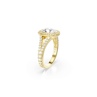 Una Angelic ring, Cushion cut, White, 18K gold finish
