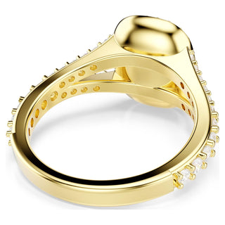 Una Angelic ring, Cushion cut, White, 18K gold finish