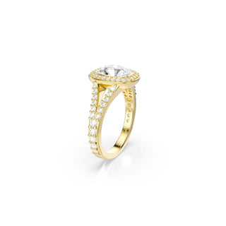 Una Angelic ring, Cushion cut, White, 18K gold finish