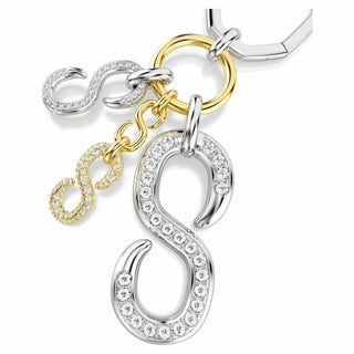 Bag charm, Round cut, White, Mixed metal finish