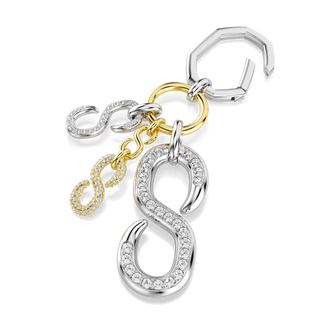 Bag charm, Round cut, White, Mixed metal finish