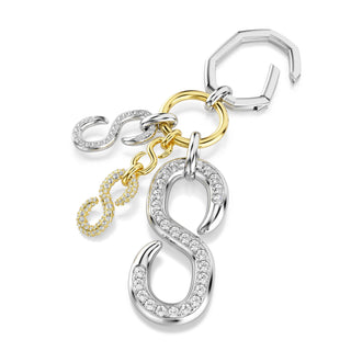 Bag charm, Round cut, White, Mixed metal finish