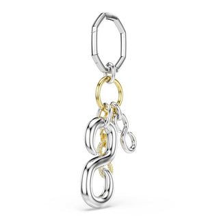 Bag charm, Round cut, White, Mixed metal finish