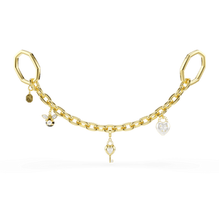 Bag charm, Mixed cuts, White, Gold-tone plated