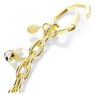 Bag charm, Mixed cuts, White, Gold-tone plated