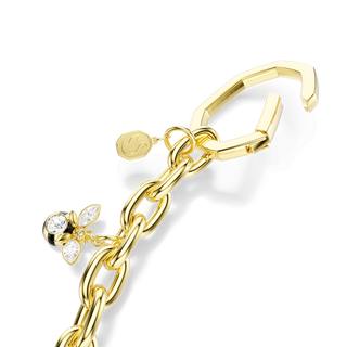 Bag charm, Mixed cuts, White, Gold-tone plated
