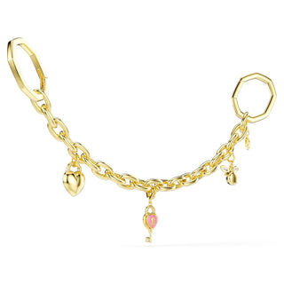 Bag charm, Mixed cuts, White, Gold-tone plated