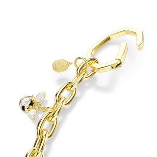 Bag charm, Mixed cuts, White, Gold-tone plated