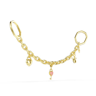 Bag charm, Mixed cuts, White, Gold-tone plated