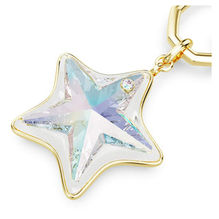 Bag charm, Mixed cuts, Star, White, Gold-tone plated