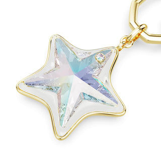 Bag charm, Mixed cuts, Star, White, Gold-tone plated