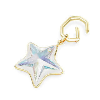 Bag charm, Mixed cuts, Star, White, Gold-tone plated