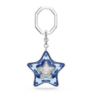Bag charm, Mixed cuts, Star, Blue, Rhodium plated