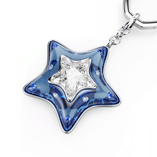 Bag charm, Mixed cuts, Star, Blue, Rhodium plated