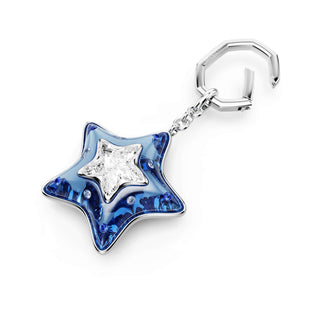 Bag charm, Mixed cuts, Star, Blue, Rhodium plated