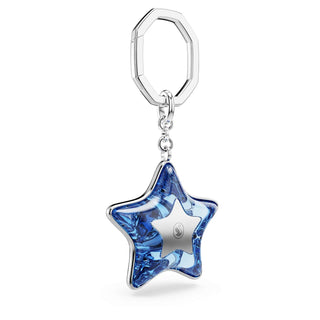 Bag charm, Mixed cuts, Star, Blue, Rhodium plated