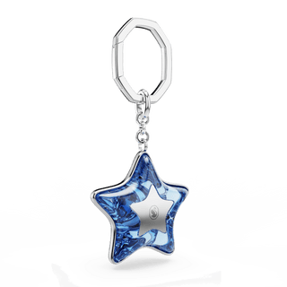 Bag charm, Mixed cuts, Star, Blue, Rhodium plated