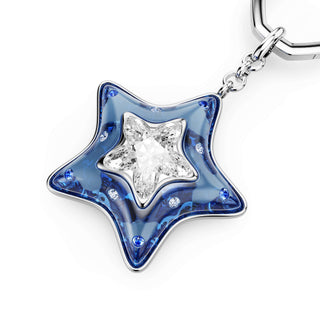 Bag charm, Mixed cuts, Star, Blue, Rhodium plated