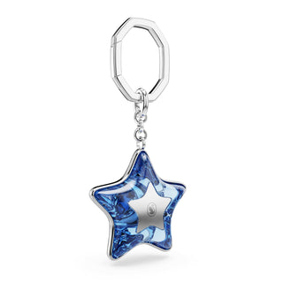 Bag charm, Mixed cuts, Star, Blue, Rhodium plated