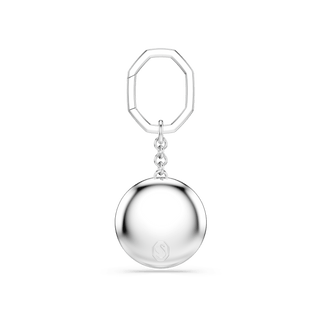 Bag charm, Round cut, White, Rhodium plated
