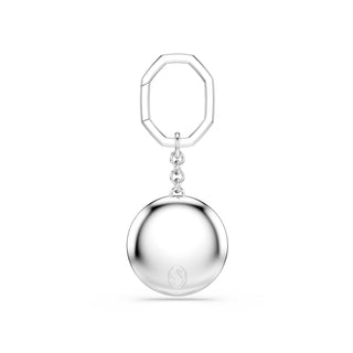 Bag charm, Round cut, White, Rhodium plated