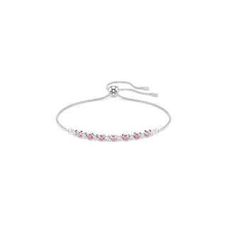 Matrix bracelet, Round cut, Pink, Rhodium plated