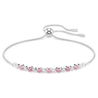 Matrix bracelet, Round cut, Pink, Rhodium plated