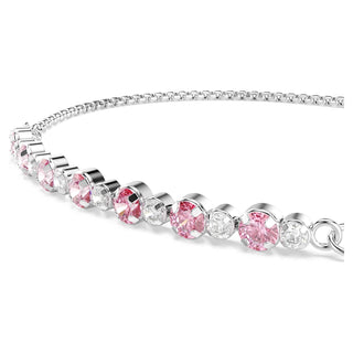 Matrix bracelet, Round cut, Pink, Rhodium plated