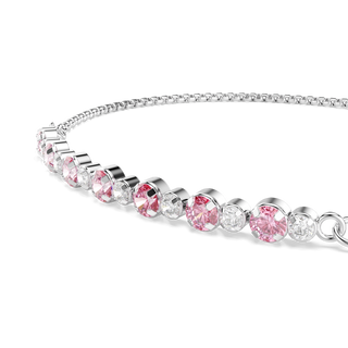 Matrix bracelet, Round cut, Pink, Rhodium plated