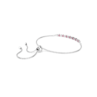 Matrix bracelet, Round cut, Pink, Rhodium plated