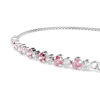 Matrix bracelet, Round cut, Pink, Rhodium plated
