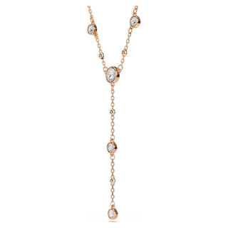 Imber Y necklace, Round cut, White, 18K rose gold finish