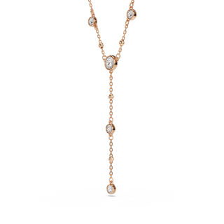 Imber Y necklace, Round cut, White, 18K rose gold finish