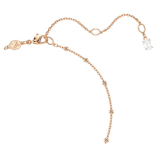 Imber Y necklace, Round cut, White, 18K rose gold finish