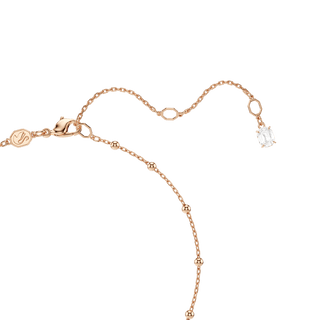 Imber Y necklace, Round cut, White, 18K rose gold finish