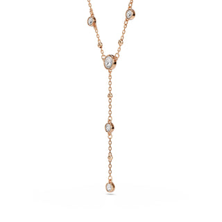 Imber Y necklace, Round cut, White, 18K rose gold finish