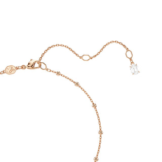 Imber Y necklace, Round cut, White, 18K rose gold finish