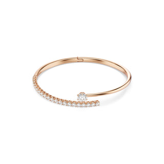 Matrix bangle, Round cut, White, 18K rose gold finish