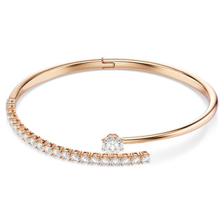 Matrix bangle, Round cut, White, 18K rose gold finish