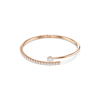 Matrix bangle, Round cut, White, 18K rose gold finish