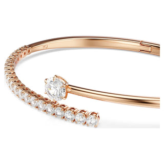 Matrix bangle, Round cut, White, 18K rose gold finish