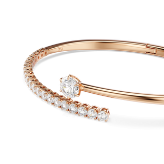 Matrix bangle, Round cut, White, 18K rose gold finish